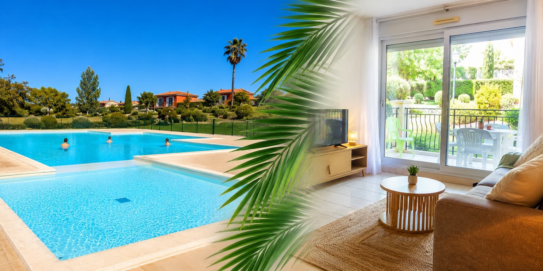 Cozy T2 Fréjus — piscine et salon